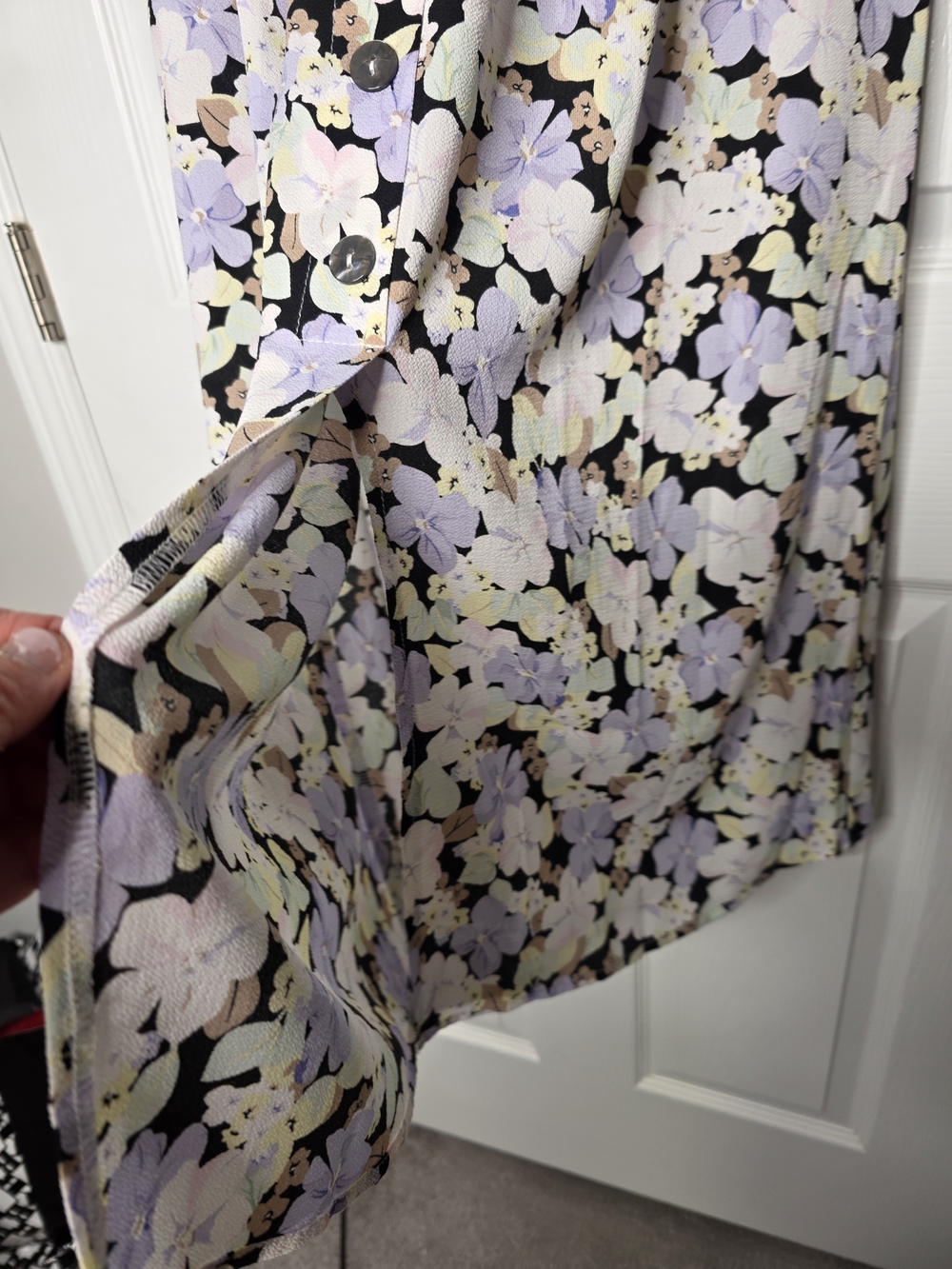 Only Floral Maxi Skirt in Black with Pastel Lilac & Cream Flowers - Picture 8 of 13